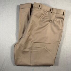 Samuelsohn Mens Beige Super 110s Wool Dress Pants Flat Front Cuffed 44x29 Canada